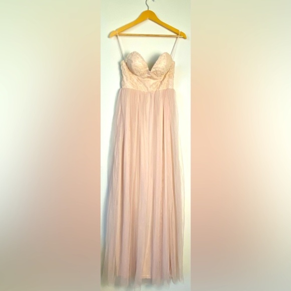 NWT BLUSH PINK MANIJU TULLE‎ STRAPLESS FORMAL DRESS SIZE SMALL
